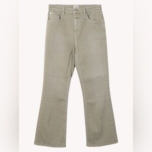 CLOSED BRAND HI-SUN FLARED CROPPED DENIM JEANS IN LIGHT TAUPE/SOFT BEIGE SIZE 27
